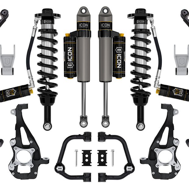 ICON 2021-2024 Ford F-150 4WD 3.5-4.5" Lift Stage 4 Suspension System Tubular CDCV W/ Leaf Packs