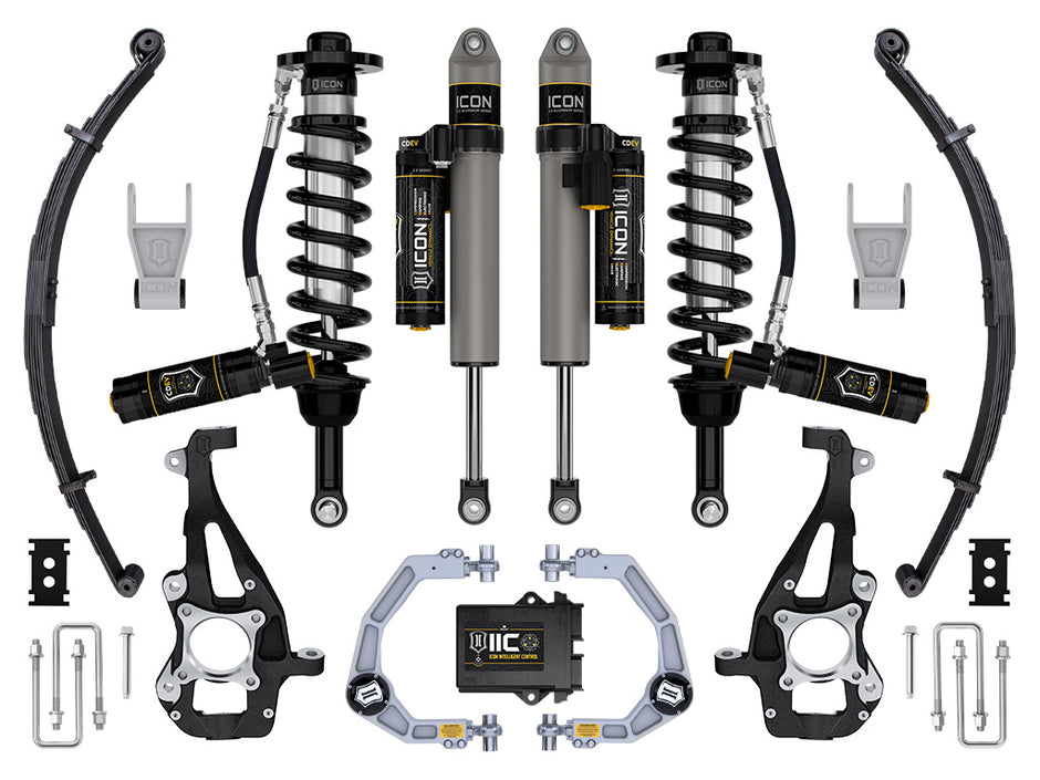 ICON 2021-2024 Ford F-150 4WD 3.5-4.5" Lift Stage 5 Suspension System Billet W/ Leaf Packs