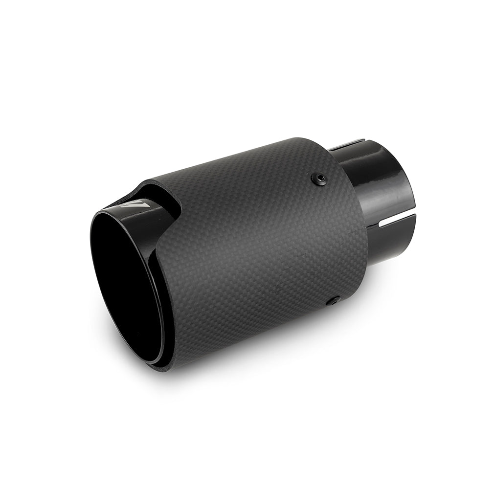 Mishimoto MMEXH-TIP-CFM25BK Exhaust Tip  Black/Carbon Fiber  Single  2.50in  W/M Logo