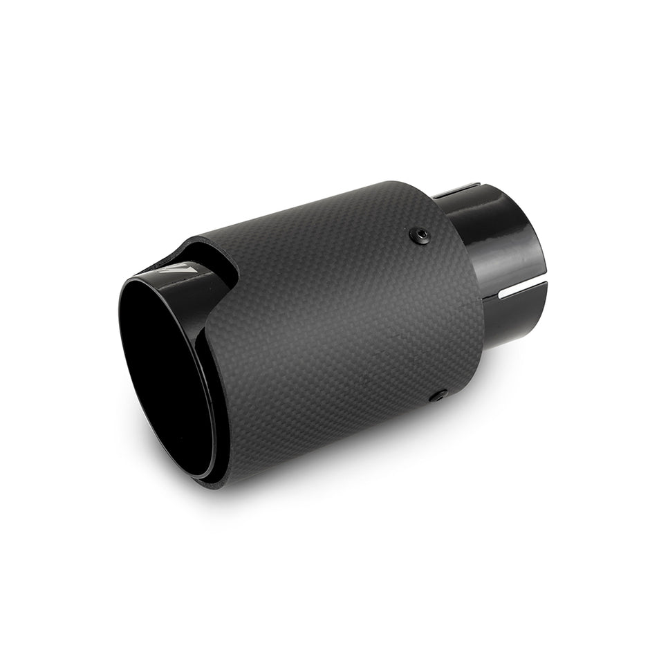 Mishimoto MMEXH-TIP-CFM25BK Exhaust Tip  Black/Carbon Fiber  Single  2.50in  W/M Logo