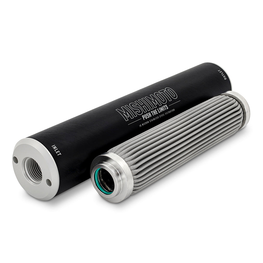 Mishimoto MMFF-HF-S010 High-Flow-10AN Fuel Filter  10-Micron Stainless-Steel Insert