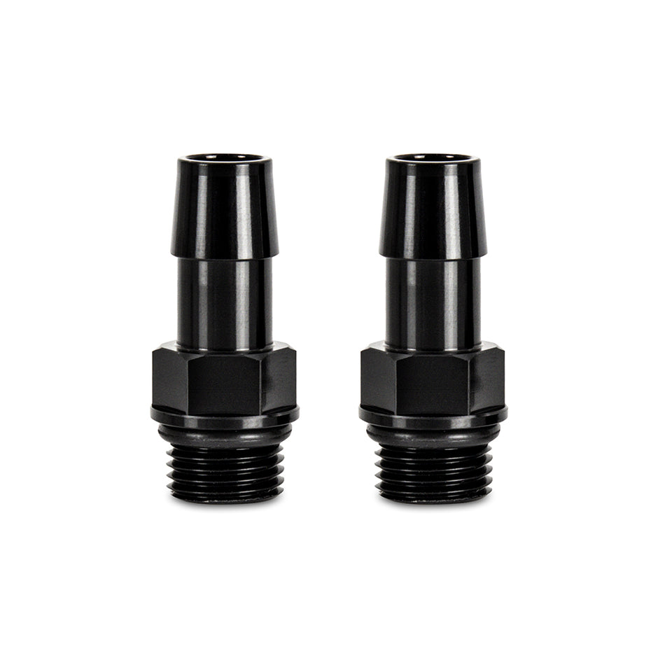 Mishimoto MMFT-M16-12BK M16x1.5 To 1/2 In Hose Barb Aluminum Fittings  Black  Pack Of 2
