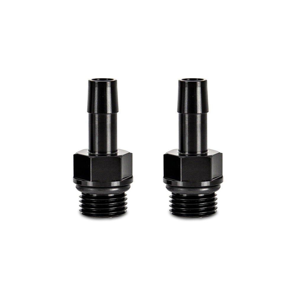 Mishimoto MMFT-M16-38BK M16x1.5 To 3/8in Hose Barb Aluminum Fittings  Black  Pack Of 2