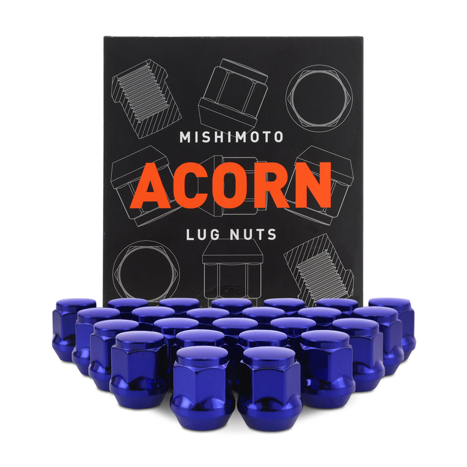 Mishimoto MMLG-AC1215-24BL Steel Lug Nuts  Blue  M12x1.5  Acorn Seat  24pc Set