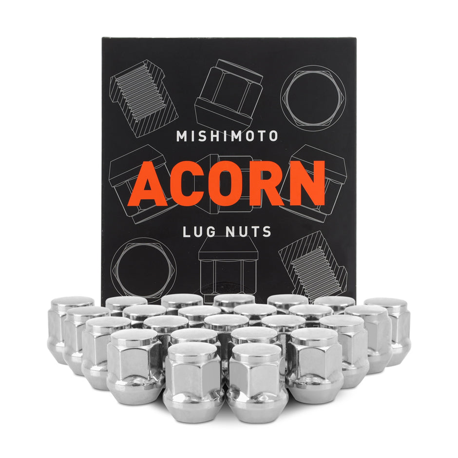 Mishimoto MMLG-AC1215-24CH Steel Lug Nuts  Chrome  M12x1.5  Acorn Seat  24pc Set
