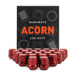Mishimoto MMLG-AC1215-24RD Steel Lug Nuts  Red  M12x1.5  Acorn Seat  24pc Set