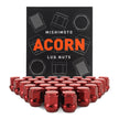 Mishimoto MMLG-AC1415-32RD Steel Lug Nuts  Red  M14x1.5  Acorn Seat  32pc Set