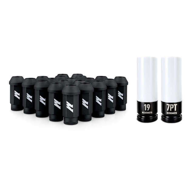 Mishimoto MMLG-M14-20LBK Steel Locking Lug Nuts M14x1.5  Black  20pc Set