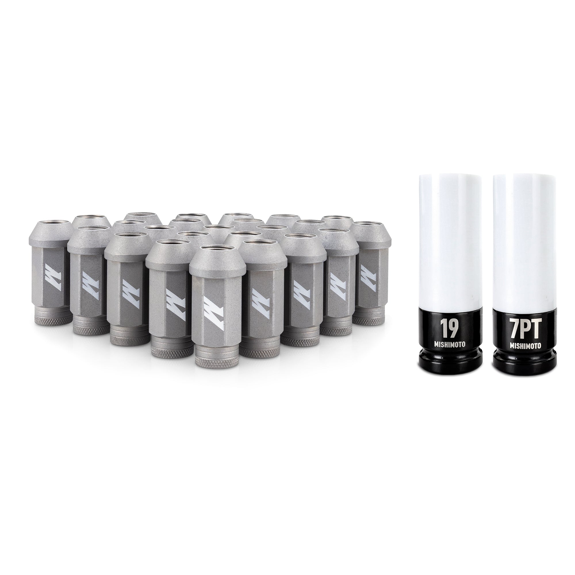 Mishimoto MMLG-M14-24LSL Steel Locking Lug Nuts M14x1.5  Silver  24pc Set