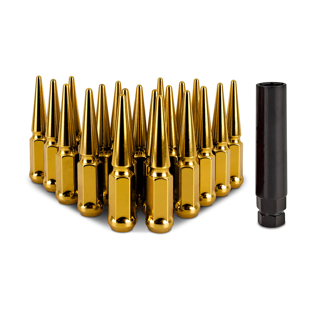 Mishimoto MMLG-SP1215-20GD Spiked Lug Nuts  Gold  M12x1.5 20-PC Set