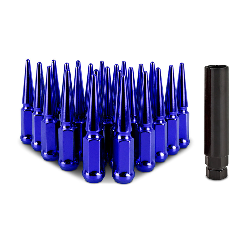 Mishimoto MMLG-SP1215-24BL Spiked Lug Nuts  Blue  M12x1.5  24-PC Set