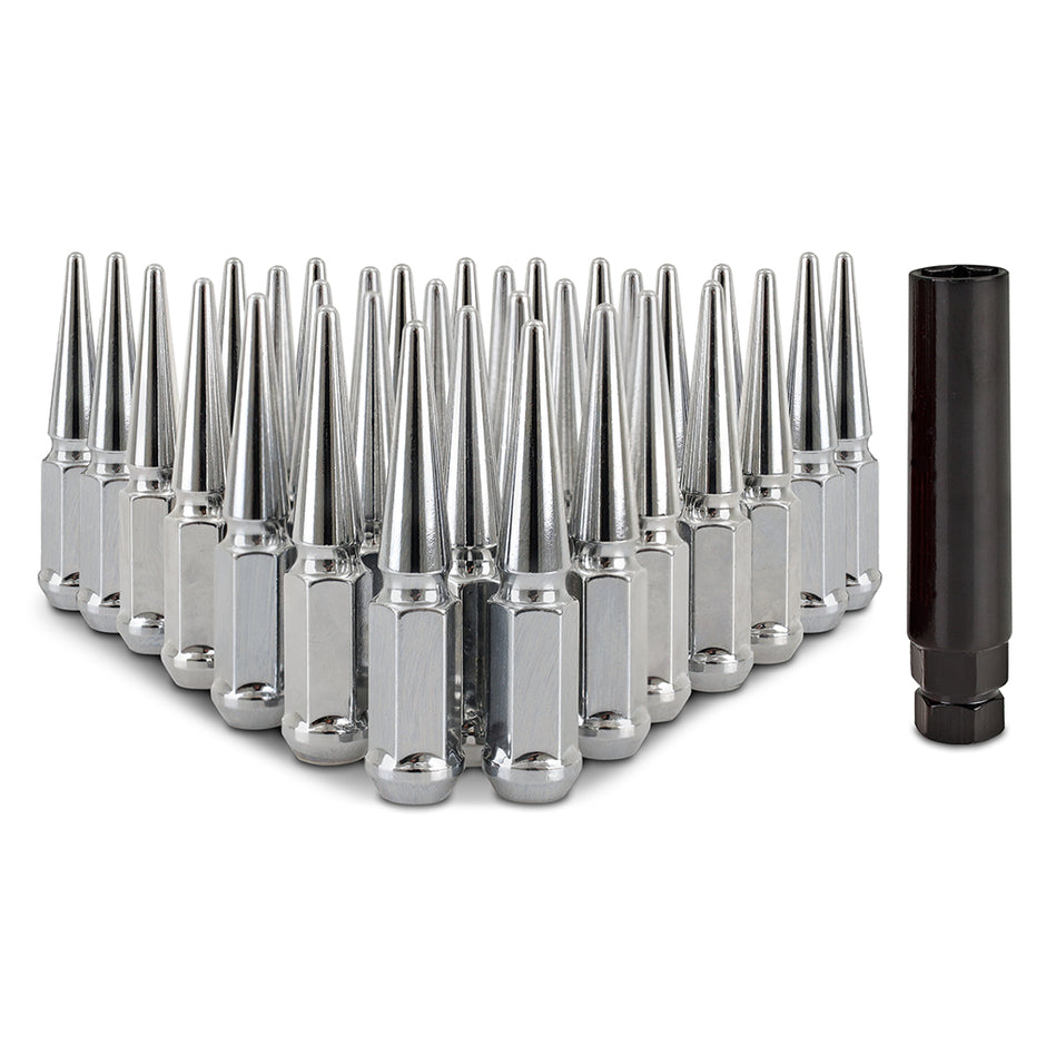 Mishimoto MMLG-SP1415-32CH Spiked Lug Nuts  Chrome  M14x1.5  32-PC Set