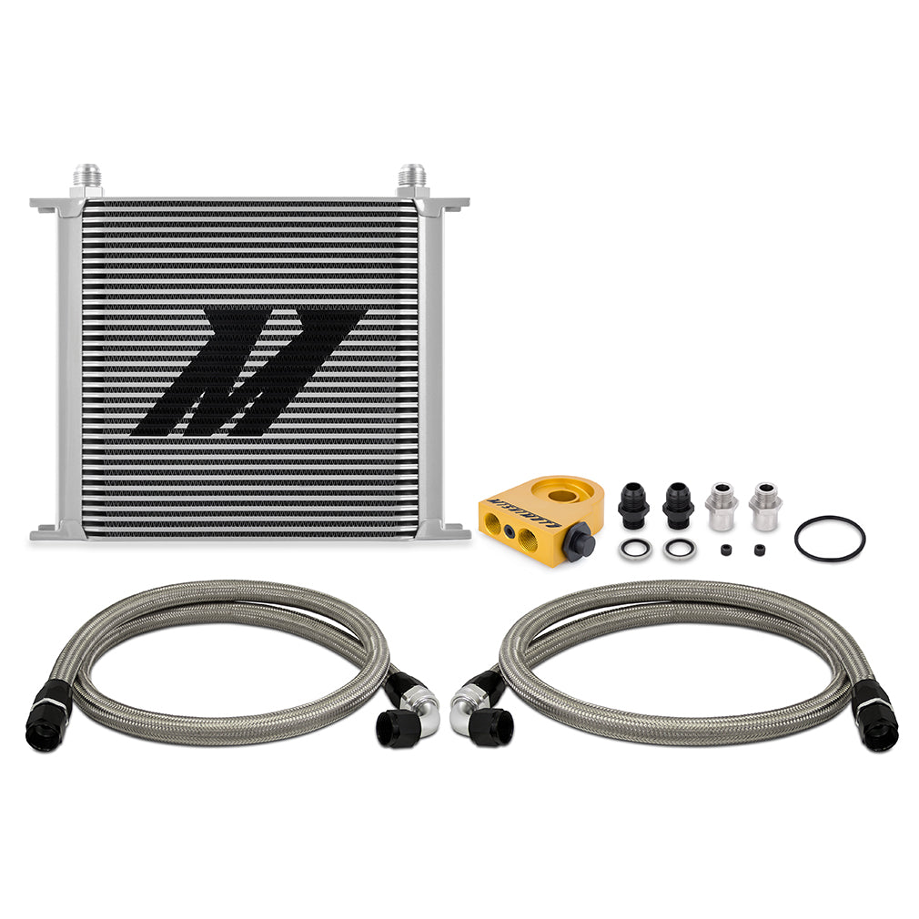 Mishimoto MMOC-U34TSL Universal Oil Cooler  34-Row  Silver  Thermostatic  Kit