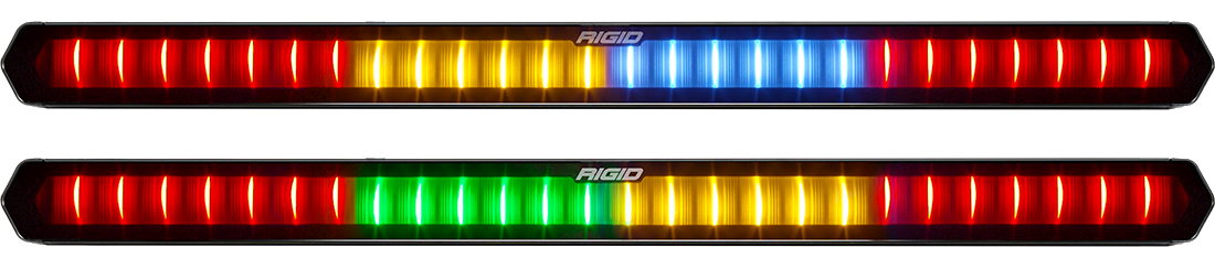 RIGID 28 Inch Rear Facing LED Chase Bar With 27 Pre-Programmed Modes And 5 Colors Black Housing Race Compliant For Series Requiring Strobing Blue Amber Green And Red Tube Mounts Included