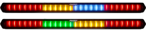 RIGID 28 Inch Rear Facing LED Chase Bar With 27 Pre-Programmed Modes And 5 Colors Black Housing Race Compliant For Series Requiring Strobing Blue Amber Green And Red Tube Mounts Included