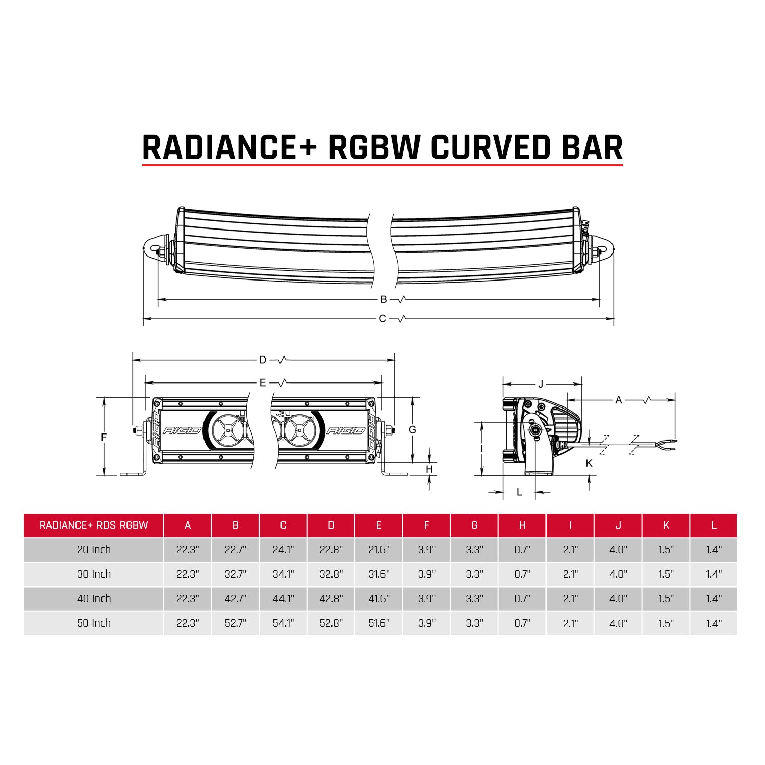 Radiance+ Curved 40 Inch RGBW Light Bar
