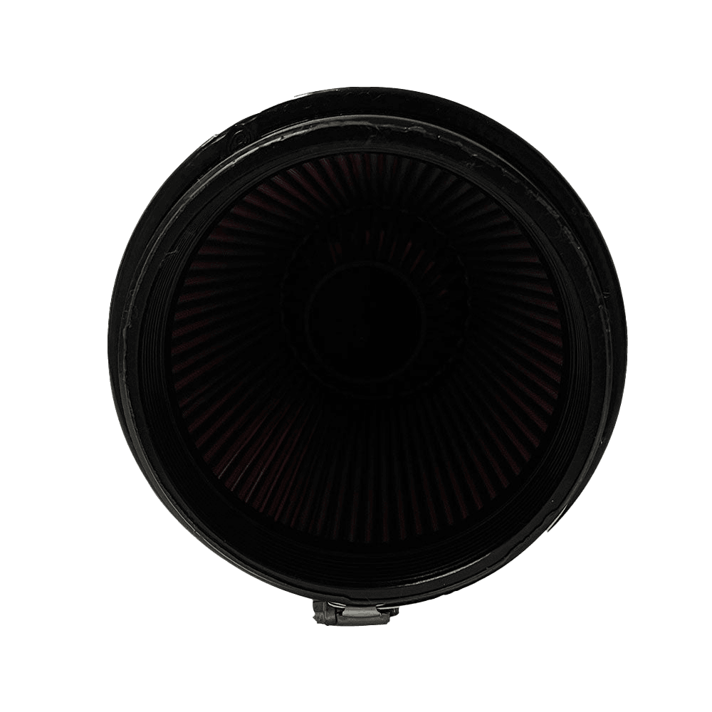 Red air filter JLT Intake Replacement Filter - S&B with black outer rim on a white background