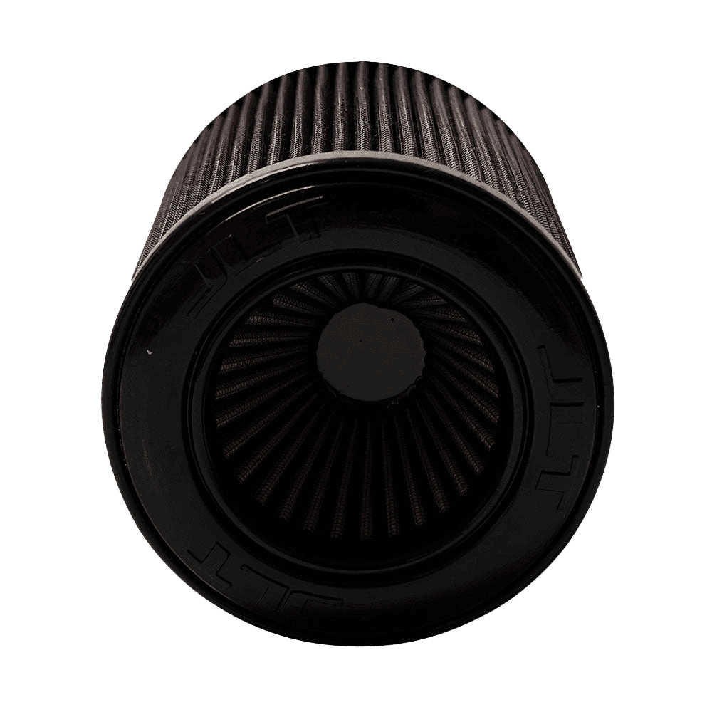 Red air filter JLT Intake Replacement Filter - S&B with black outer rim on a white background