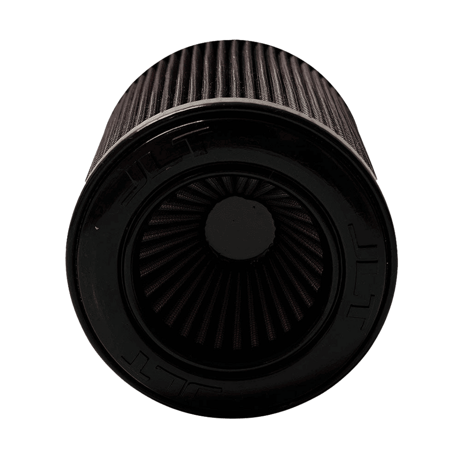 Red air filter JLT Intake Replacement Filter - S&B with black outer rim on a white background