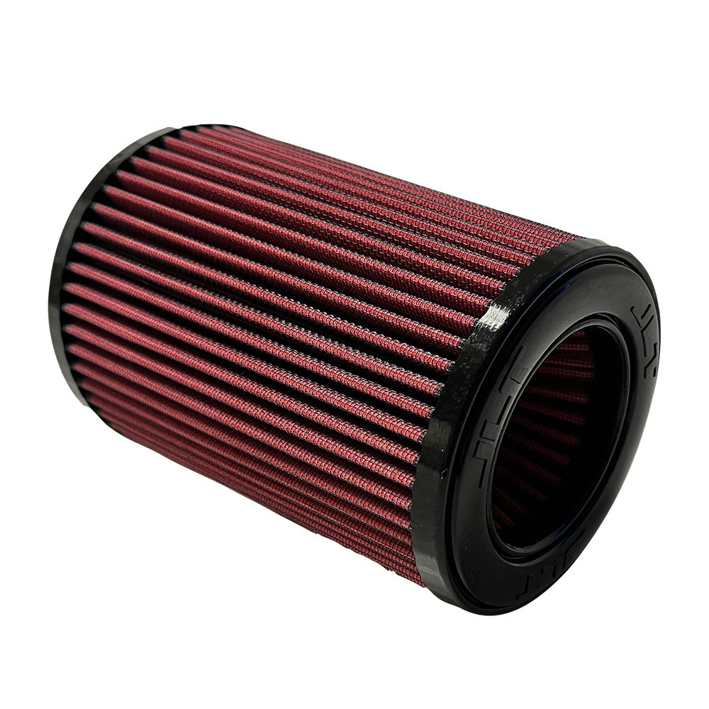 A red Cotton cleanable JLT Intake Replacement Filter 3.5
