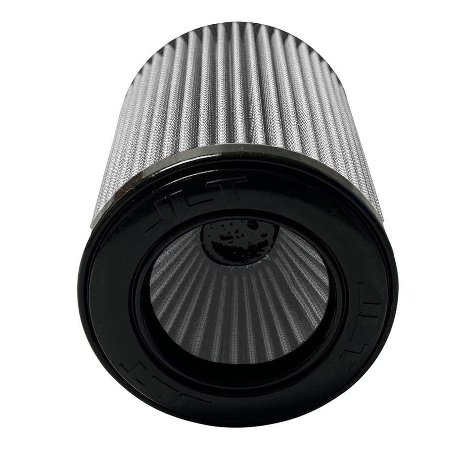A white Dry extendable JLT Intake Replacement Filter 3.5
