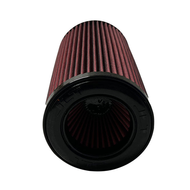A black JLT Intake Replacement Filter 4.5" X 12" with a red pleated surface.