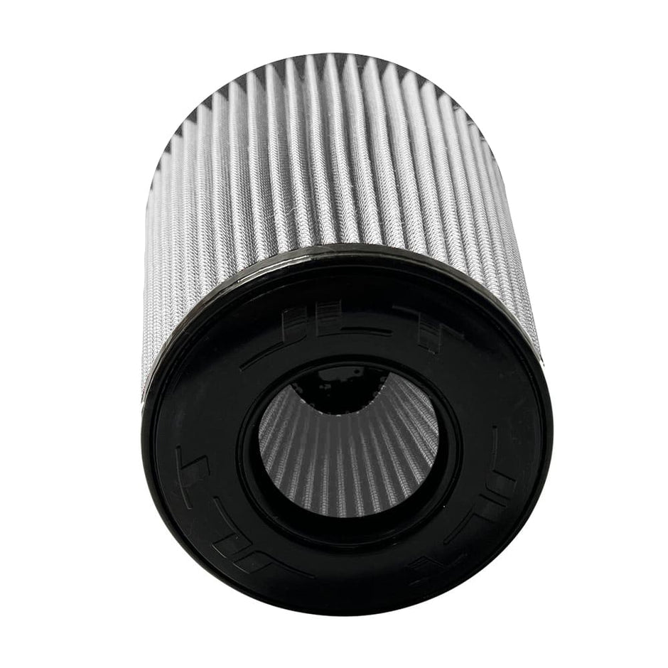 A white Dry Extendable  JLT Intake Replacement Filter 6