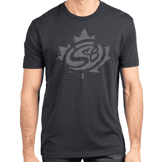 S&B Maple Leaf Logo Tri-Blend Shirt - Vintage Black / Grey - S&B