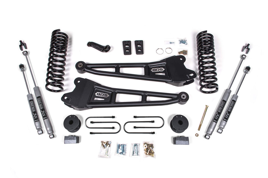 2013-2018 Ram 3500 4wd 4" Radius Arm Suspension Lift Kit  3" Rear  Block  Gas W/