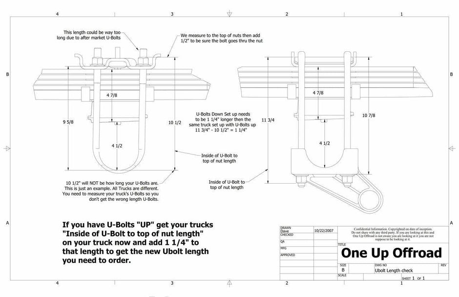 Diagram of an S&B Under Axle Bar Mount, 3 1/2in & 4in Axle, U-Bolts Down - 