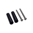 Two S&B black cylindrical 3-inch spacers for a particle separator